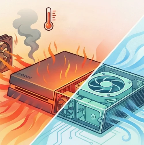 Иллюстрация перегрева корпуса игровой приставки и запаха гари
