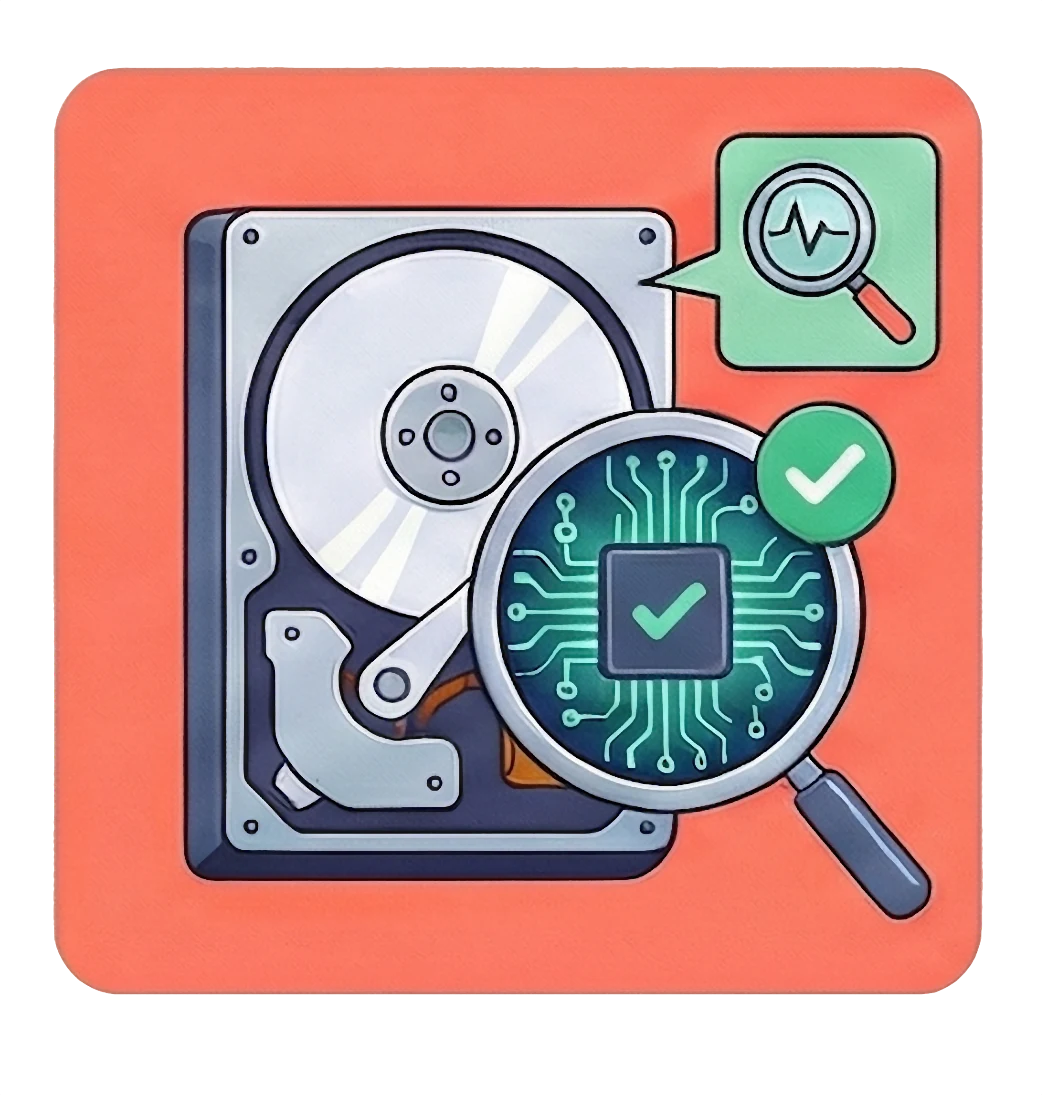 Иллюстрация проверки состояния жёсткого диска и электроники
