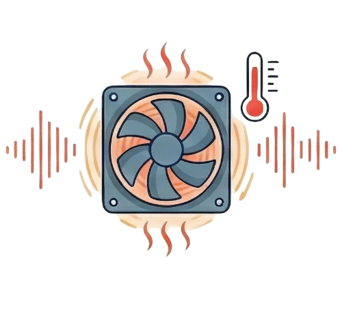 Иллюстрация перегрева и сильного шума компьютера